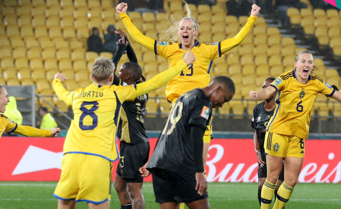 La joie d'Amanda Ilestedt après son succès à la 90e minute (photo FIFA WWC)
