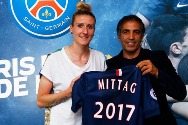 Anja Mittag avec son nouvel entraîneur (photo PSG) Anja Mittag avec son nouvel entraîneur (photo PSG)