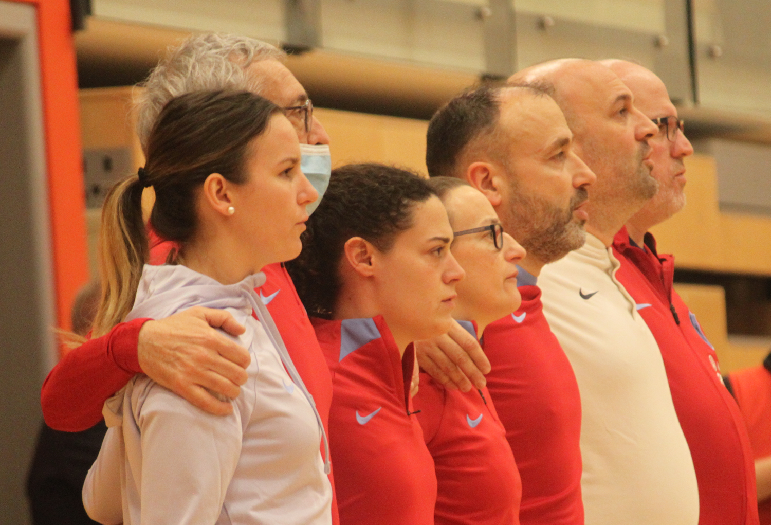 Le staff tricolore avec Demillier, 2e en partant de la droite (photo Sébastien Duret)