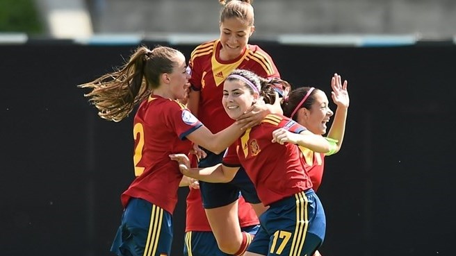 Lucia Garcia a inscrit un triplé contre l'Allemagne (photo UEFA)