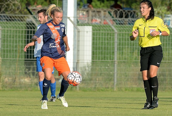 Marion Torrent et Montpellier étaient opposés à une équipe masculine en préparation (photo MHSC) Marion Torrent et Montpellier étaient opposés à une équipe masculine en préparation (photo MHSC)