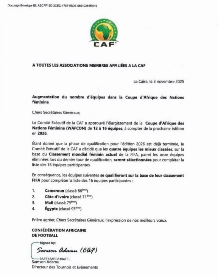 CAN 2026 - La CAF change le nombre de qualifiés après la fin des qualifications