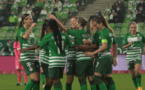 Les joueuses de Ferencvaros en vert ont largement dominé le Racing Club Luxembourg qui comptait six Françaises dans ses rangs dont Andrea Burtin, Precillia Rinaldi (photo FTC)