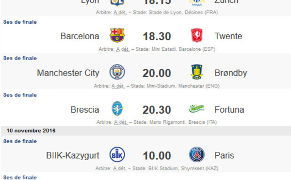 #UWCL - Le calendrier des huitièmes officialisé par l'UEFA