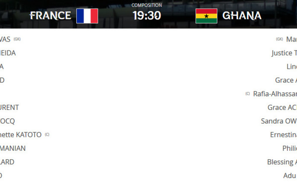 #U20WWC - FRANCE - GHANA : les compositions