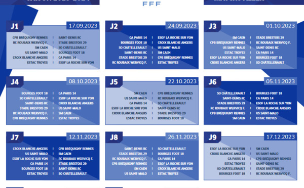 #D3F - Le calendrier des rencontres connu
