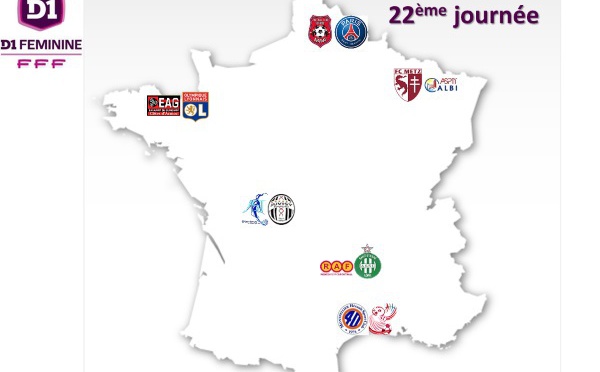 LIVE SCORES (22e journée) : RODEZ - ASSE : 1-0, ARRAS - PSG : 0-3, METZ - ALBI : 7-0, SOYAUX - JUVISY : 0-3, GUINGAMP - LYON : 0-3, MONTPELLIER - ISSY : 9-0